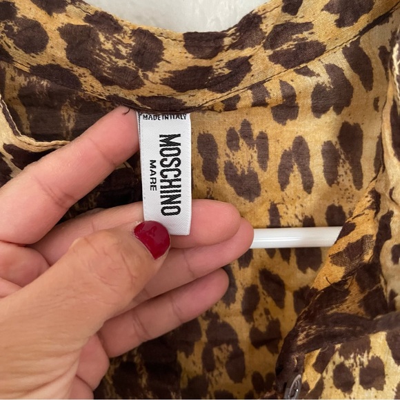 Moschino Brown Leopard Print swim cover up blouse Large - Picture 2 of 8